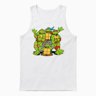 Tmnt Turtle Power Best Friends 80s 90s Cartoon Reptile Lover Unisex Tank Top - White