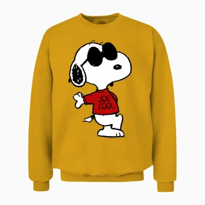 Peanuts Snoopy Joe Cool Old School Comic Geek Années 80 90 Rétro Manche Longue Unisex Sweatshirt - Gold