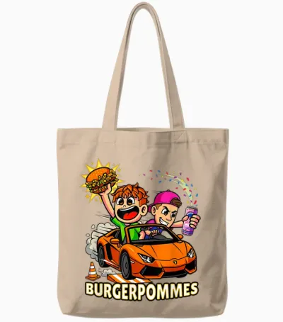 Burger Pommes Comic Art Spielzeugauto Snack Tote Bags - Natural