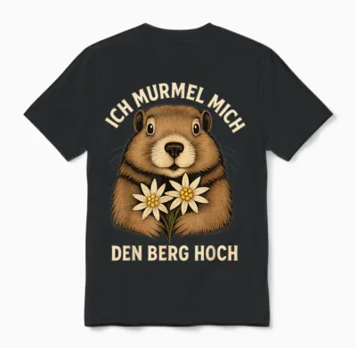Ich Murmel Mich Den Berg Hoch Lustiges Murmeltier Edelweiß Unisex T-Shirt - Black