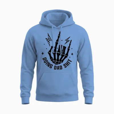 (2 Sided) Doing Dad Shit Funny Skeleton Toilet Unisex Hoodie - Carolina Blue