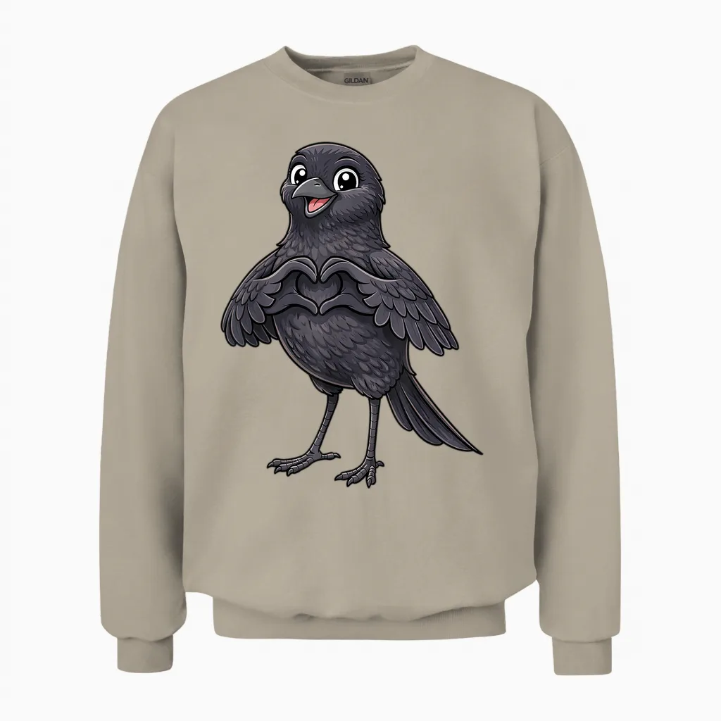 Rabe Mit Herz | Süße Krähe Mit Herzsymbol Unisex Sweatshirt in Sand