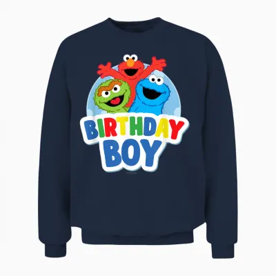 Sesame Street Elmo Oscar Cookie Monster Birthday Boy Unisex Sweatshirt - Navy