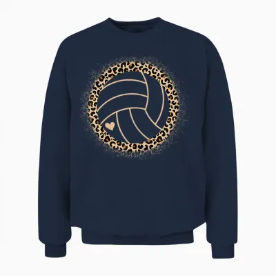 Volleyball Leopard Print Volleyball Player Women Girls T-Shirt, Black Unisex Sweatshirt - Navy
