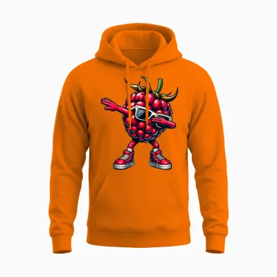 Dabbing Himbeere | Lustige Rosa Himbeer Obst Frucht Geschenk Unisex Hoodie - Safety Orange