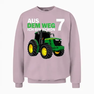 Kinder 7 . Geburtstag Traktor Trecker Siebter Geburtstag 7 Jahre Unisex Sweatshirt - Light Pink