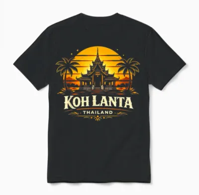 Koh Lanta Thailand Sunset Island Travel Design Unisex T-Shirt - Black
