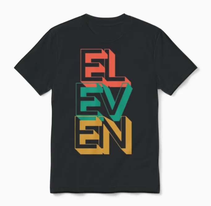 Retro Eleven Unisex T-Shirt in Black