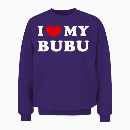 I Love My Bubu, I Love My Bubu T-Shirt, Black Unisex Sweatshirt - Purple