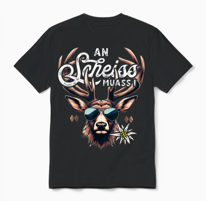 Men's Traditional Costume T-Shirt Bavarian Lederhosen Unisex T-Shirt in Black