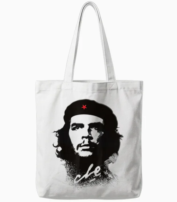 Che Guevara Revolution Rebel Cuba T-Shirt, Grey, S Tote Bags in White