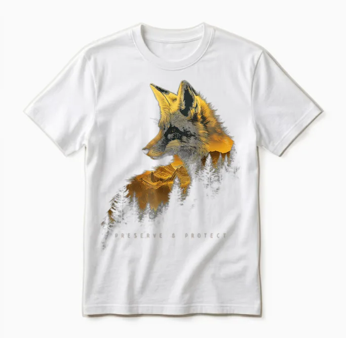 Fox Forest Protect Preserve Hiking Camping Nature Lovers T-Shirt, Black Unisex T-Shirt in White