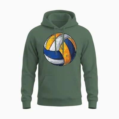 Volleyball Retro Unisex Hoodie - Military Green
