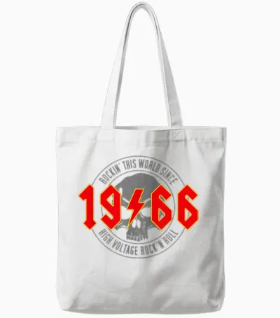 1966 Vintage Birthday Rock and Roll Heavy Metal T-Shirt, Black Tote Bags - White