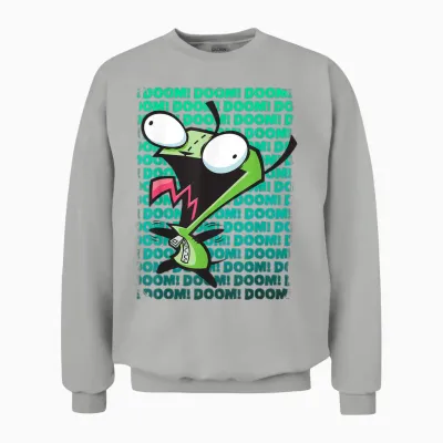Nickelodeon Invader Zim Gir Impending Doom Song T-Shirt Small Unisex Sweatshirt - Ash