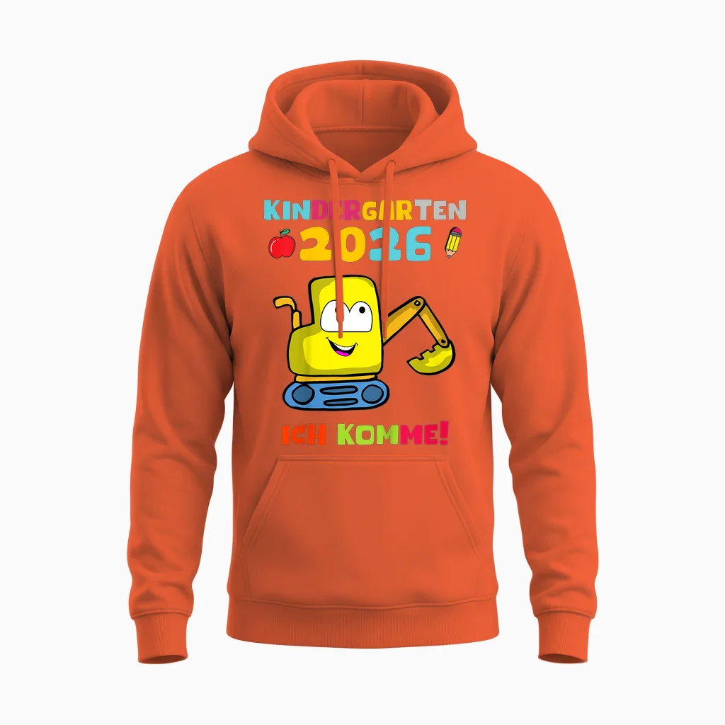 Kinder Kindergarten 2026 Ich Komme Einschulung Kita Unisex Hoodie in Orange