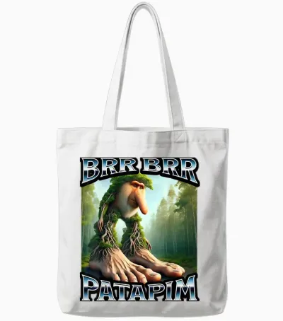 Brr Brr Patapim Italian Brainrot T-Shirt, Black, S Tote Bags - White