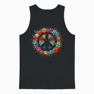 Peace Love Hippie Retro Tie Dye 60s 70s Vintage Graphic Unisex Tank Top - Black