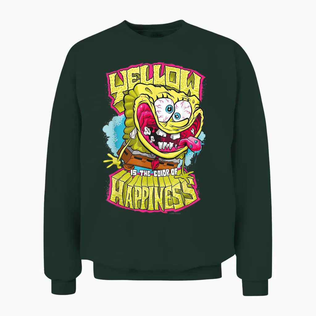 Sponge Bob - Squarepants Yellow Is the Color of Happiness T-Shirt, Black, S Unisex Sweatshirt in Forest