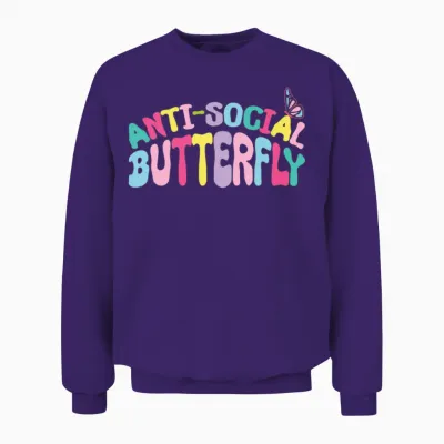 Retro Groovy- Antisocial Butterfly Unisex Sweatshirt - Purple