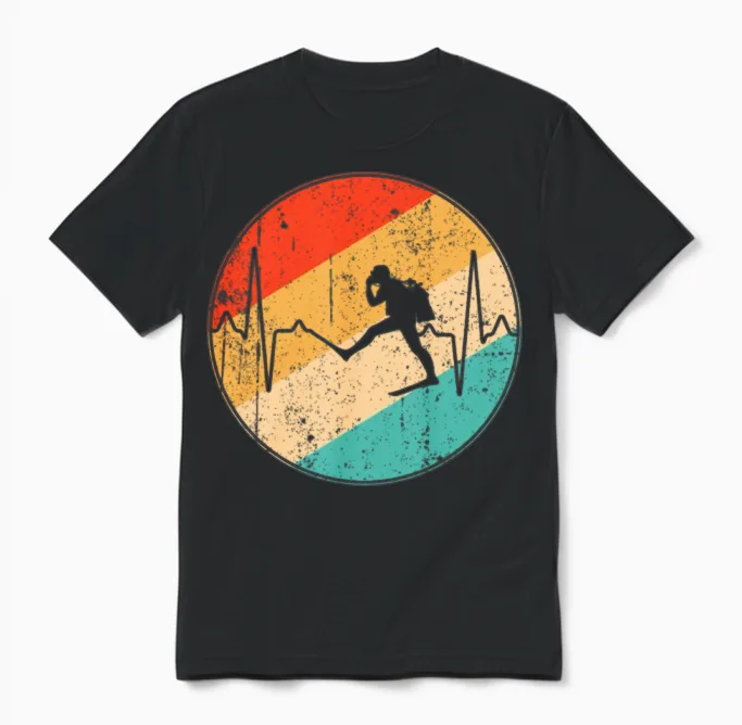 Dive Retro Heartbeat Unisex T-Shirt in Black