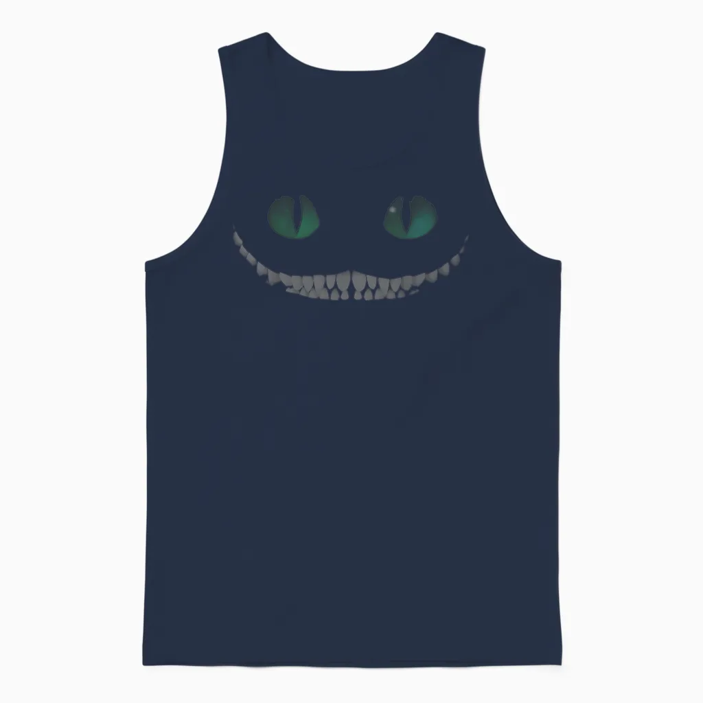 Disney Alice in Wonderland Smile Cheshire Cat T-Shirt, Black Unisex Tank Top in Navy