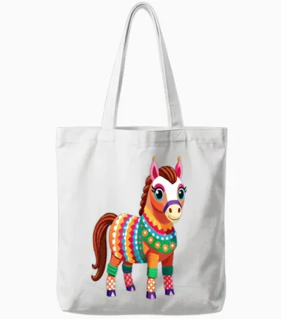 Colorful Celebration Horse Tote Bags - White