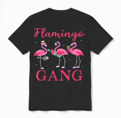 Flamingo Gang Funny Flamingo Holiday and Jga Unisex T-Shirt - Black