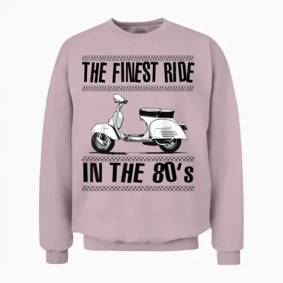 Finest Ride in the 80s Ska Reggae Mod Scooter Bicolore Unisex Sweatshirt - Light Pink