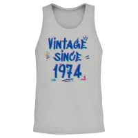 Vintage Since 1974 Hip-Hop Graffiti Glitch 51st Unisex Tank Top - Ash – 2