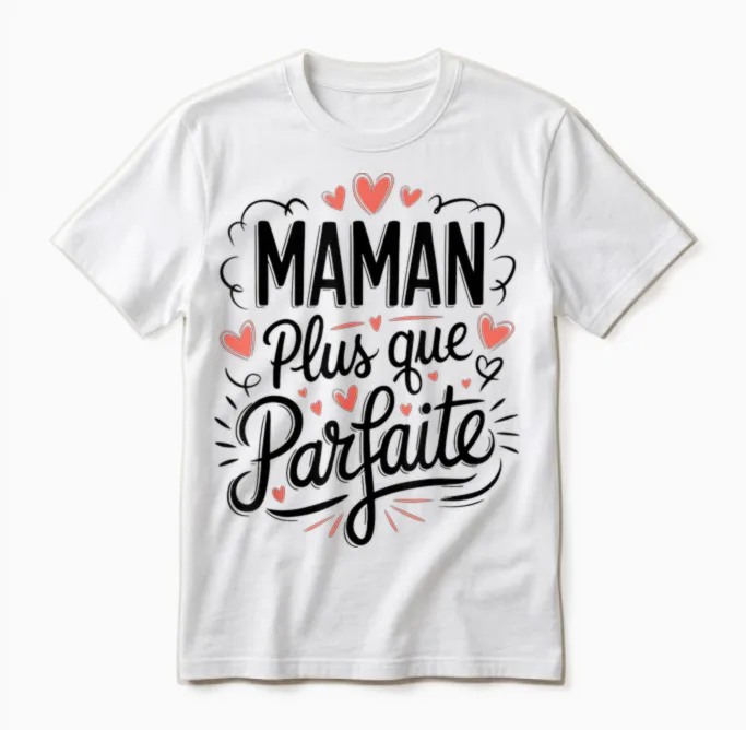Maman Plus Que Parfait Women's T-Shirt Mother's Day Mum T-Shirt, White, S Unisex T-Shirt in White