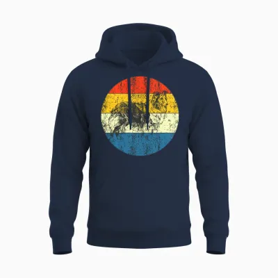 Vintage Dog Retro Sunset Unisex Hoodie - Navy