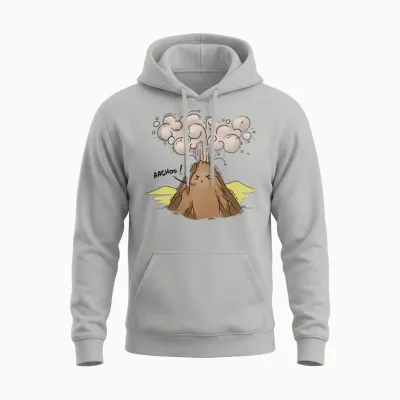 Volcano Achoo Funny Unisex Hoodie - Ash