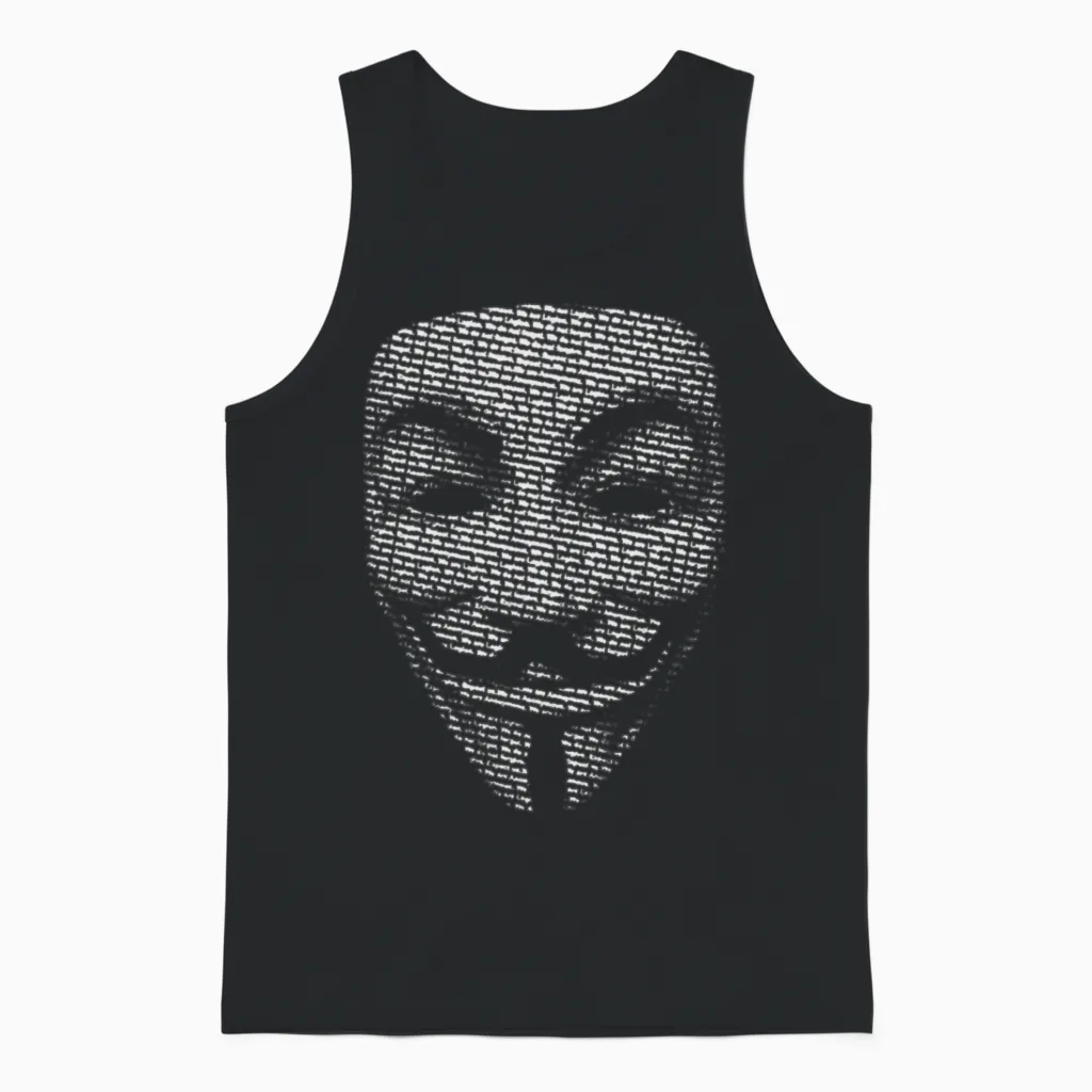 V for Vendetta Mask Guy Fawkes Unisex Tank Top in Black