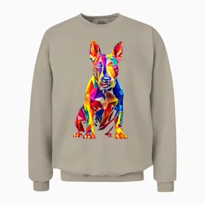 Bull Terrier Illustration Dog Bull Terrier T-Shirt, Black, S Unisex Sweatshirt - Sand