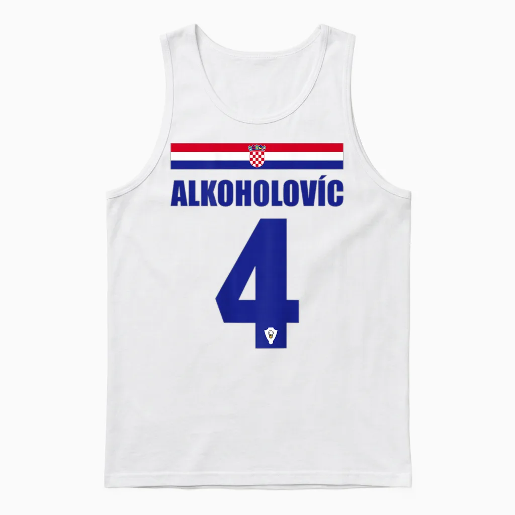 Croatia Drinking Jersey Party Jersey T-Shirt, White Unisex Tank Top in White