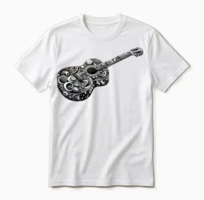 Retro Style Guitar for Guitarists Unisex T-Shirt - White