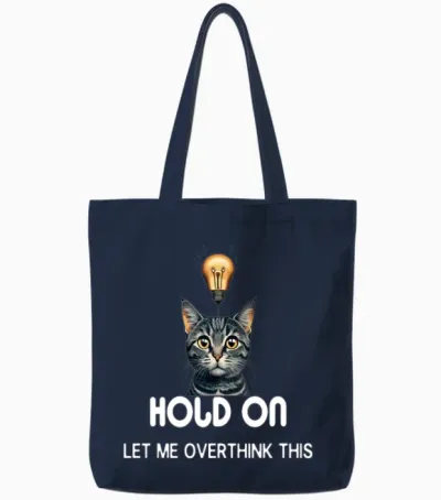 Hold on Let Me Overthink This Funny Mom Ove Tote Bags - Navy