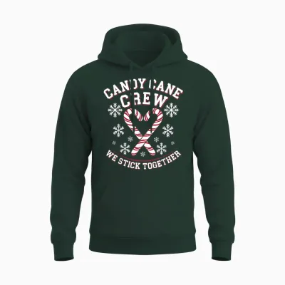 Candy Cane Crew We Stick Together Christmas Costume Xmas Unisex Hoodie - Forest