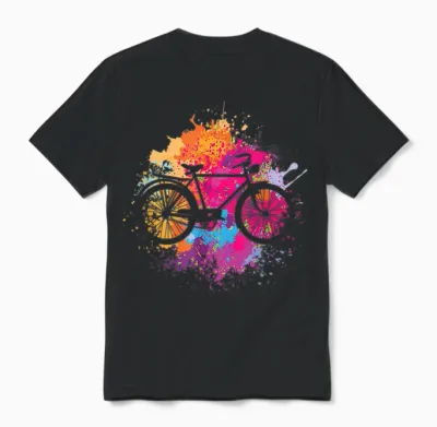 Vintage Bike with Splash Paint Unisex T-Shirt - Black