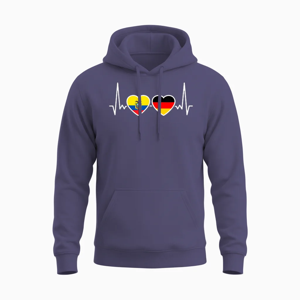 Ecuador Deutschland Herzschlag Flagge Ecuadorianer Unisex Hoodie in Heather Sport Dark Navy