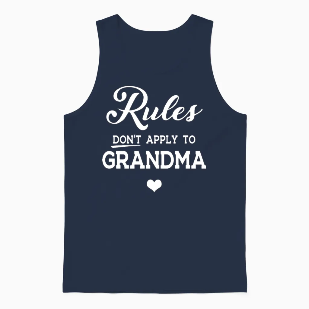 Rules Dont Apply to Grandma Love Heart Grandma Unisex Tank Top in Navy