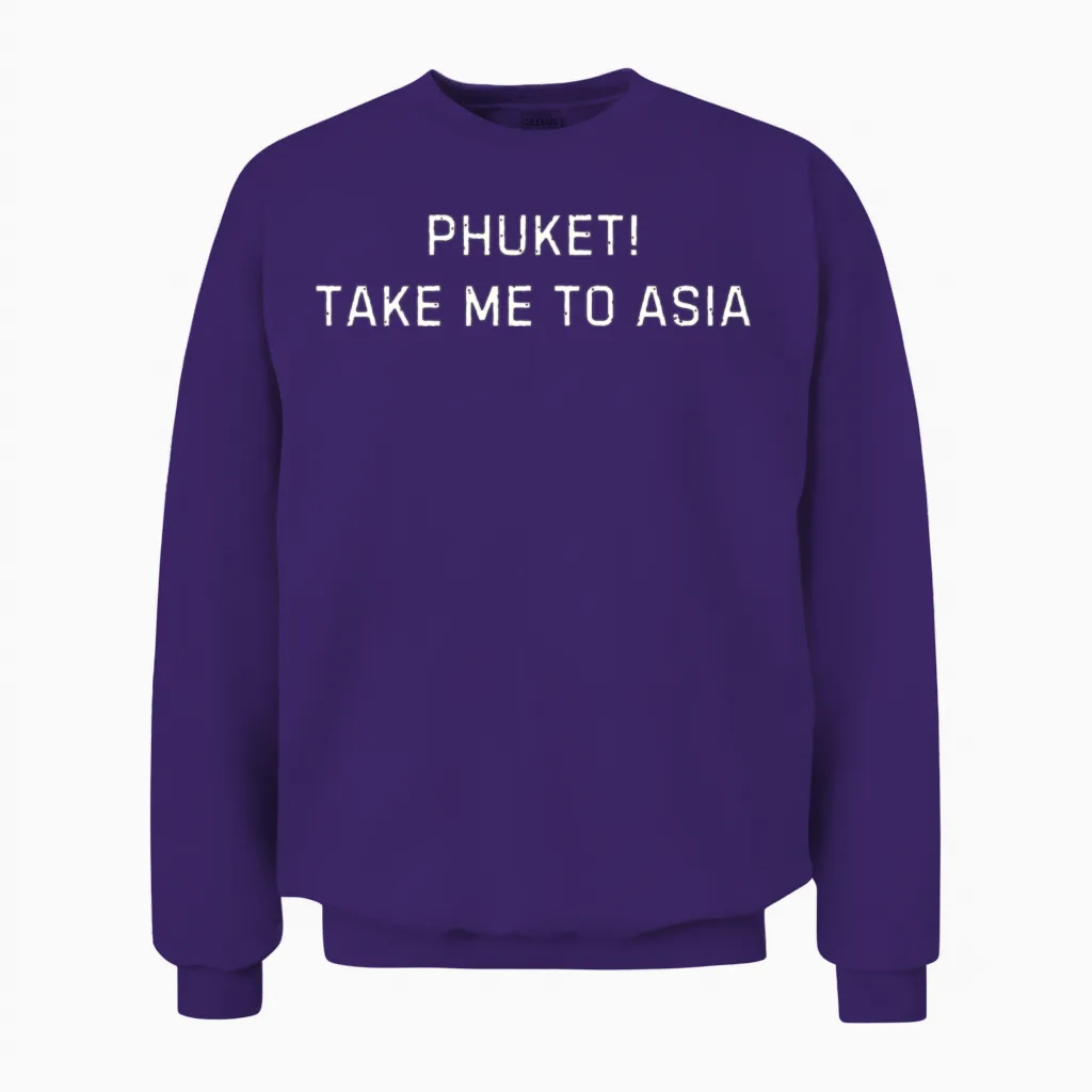 Phuket Travel Destination Graphic Design Unisex Sweatshirt in Purple