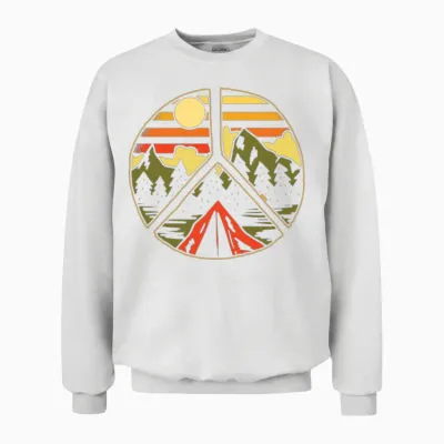 Hiking Outdoors Peace and Love Unisex Sweatshirt - White