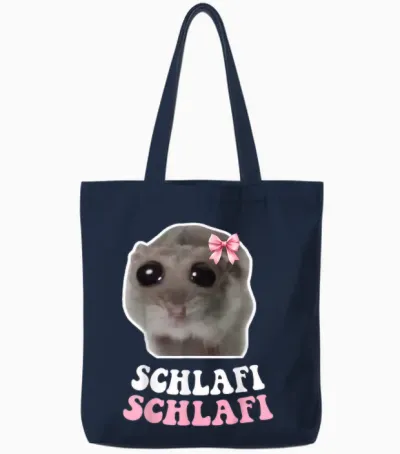 Schlafi Schlafi Funny Hamster Hamster Hamstie Meme Sleep Tote Bags - Navy
