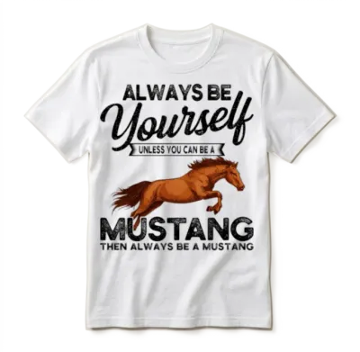 Mustang Horse Unisex T-Shirt - White