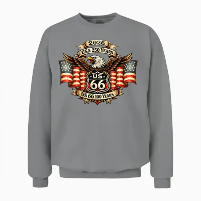 Usa 250 Us Highway 66 Mother Road Anniversary Adler Tattoo Unisex Sweatshirt - Sport Grey