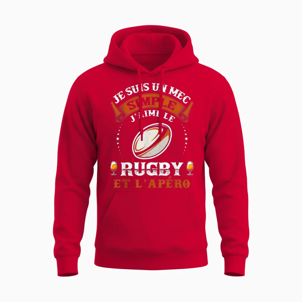 J'aime Le Rugby Et L'apéro Original Idea Rugbyman Humour Unisex Hoodie in Red