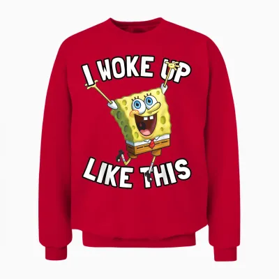 Mademark X Spongebob Squarepants - Spongebob Squarepants I Woke Up Like This Unisex Sweatshirt - Red