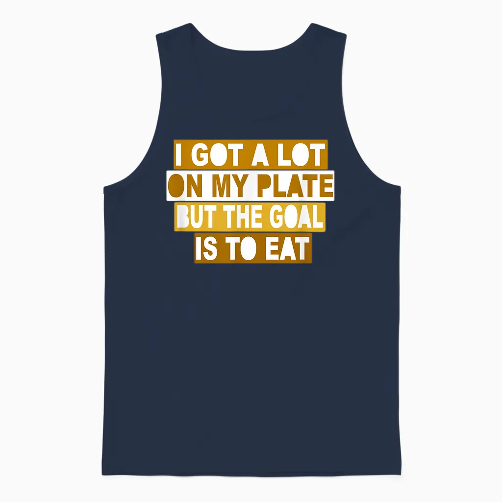 Braune Farbe the Goal Is to Eat Brown Grafik Unisex Tank Top in Navy